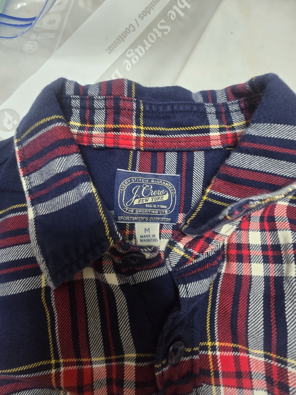 J. Crew Navy and Red Plaid Flannel Shirt - Picture 6 of 6